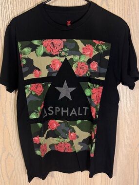 Asphalt Black Floral Camo Logo Short Sleeve Tee